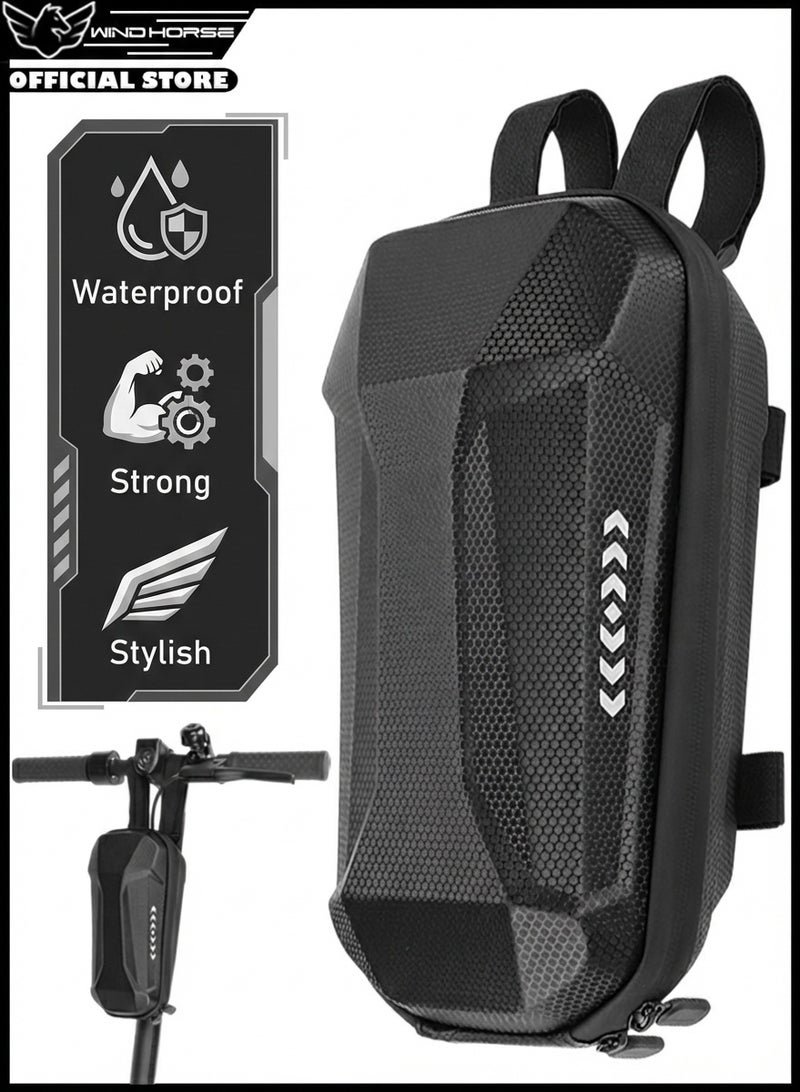 Wind Horse Waterproof Scooter and Bicycle Front Storage Bag, EVA Hard Shell Handlebar Hanging Bag for Electric Scooters and Cycles, Charger, Tools and Accessories Organizer - Image 1